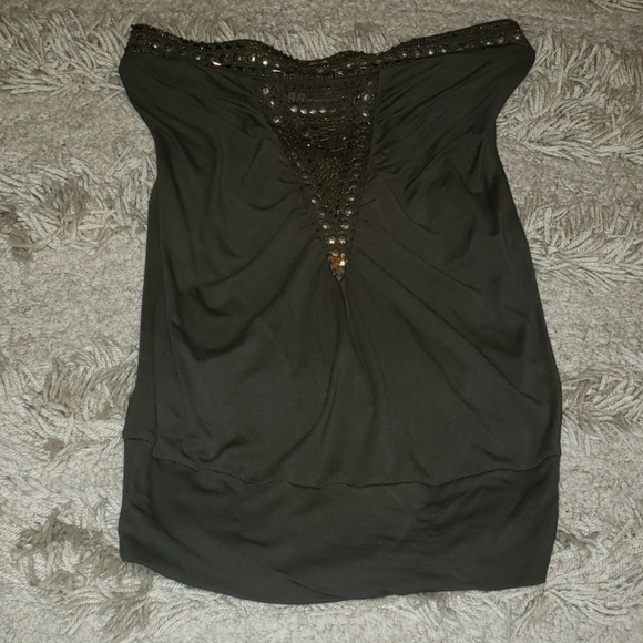 Forrest Green Tube Top with Gold Beading Size S - Picture 1 of 3